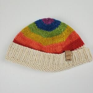 Rainbow Color Knit Beanie Hat Baby Infant Fold Cuff Ribbed